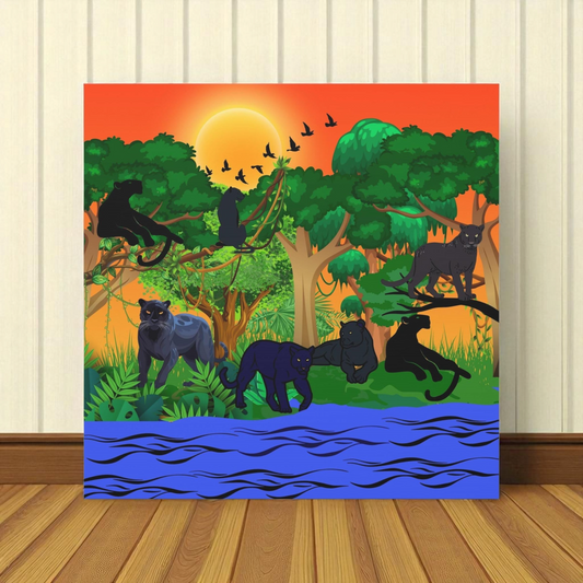 Black Panther Wall Art Canvas, Wildlife Animal Decor, Jungle Safari Theme