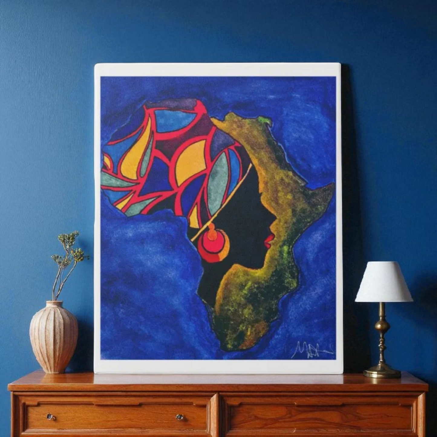 Ethnic Wall Art - Abstract Africa Map Painting on Canvas, Detailed Handcrafted Continent Illustration