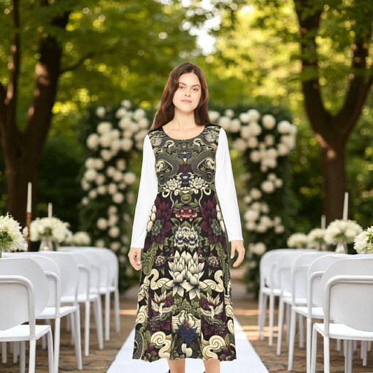 Floral Print Long Sleeve Dance Dress, Perfect for Parties, Dance Recitals, Spring Celebrations