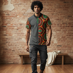 African Mandala Print Polo Shirt — Bold Orange & Green Tribal Pattern Printify