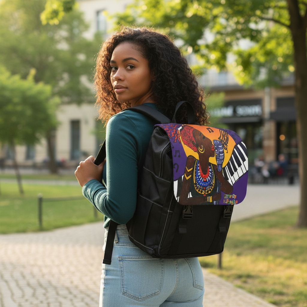Afro Singer, Music-Inspired Unisex Shoulder Backpack - Stylish & Functional Printify