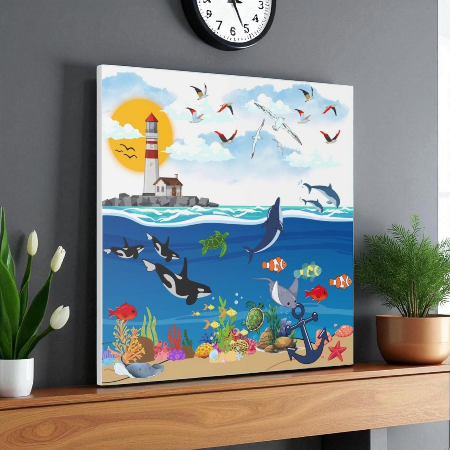 Canvas Gallery Wraps, Aquatic Animal Nautical Art, Ocean Animal Wall Art, Marine Wildlife