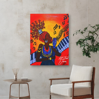 Canvas Art Print, Jazz Singer Music Decor, Jazz Piano Wall Art, Original Artwork