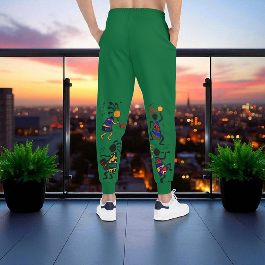 Afro Music Cartoon Art Unisex Athletic Joggers, Handcrafted Jogger Pants, Workout Sweatpants
