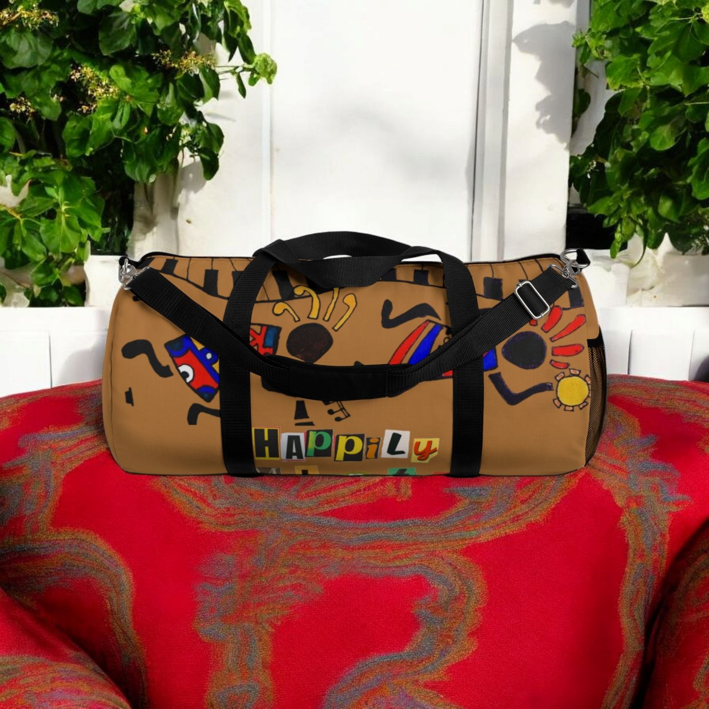 Afro Music Cartoon Piano Art Handcrafted Duffel Bag - Musician Gift, Travel Bag