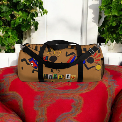 Afro Music Cartoon Piano Art Handcrafted Duffel Bag - Musician Gift, Travel Bag
