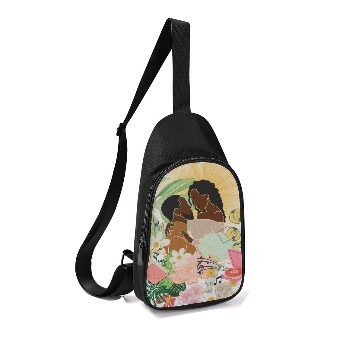 Afro Couple Love Graphic Chest Bags