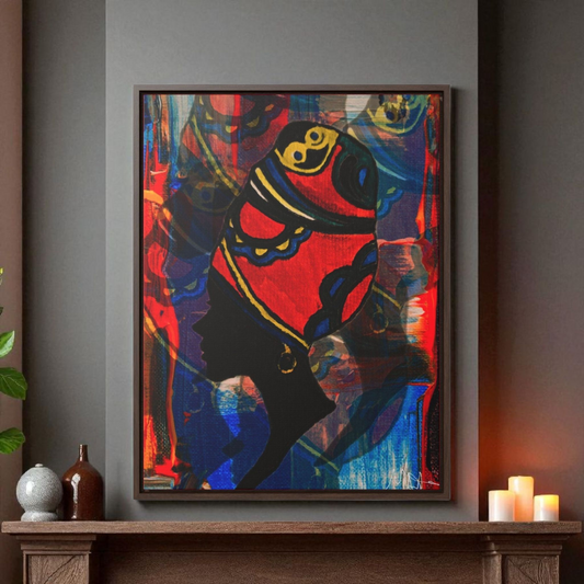 Artisan Black Woman Portrait, Handcrafted Wall Art, Empowering Home Decor, Vertical Frame