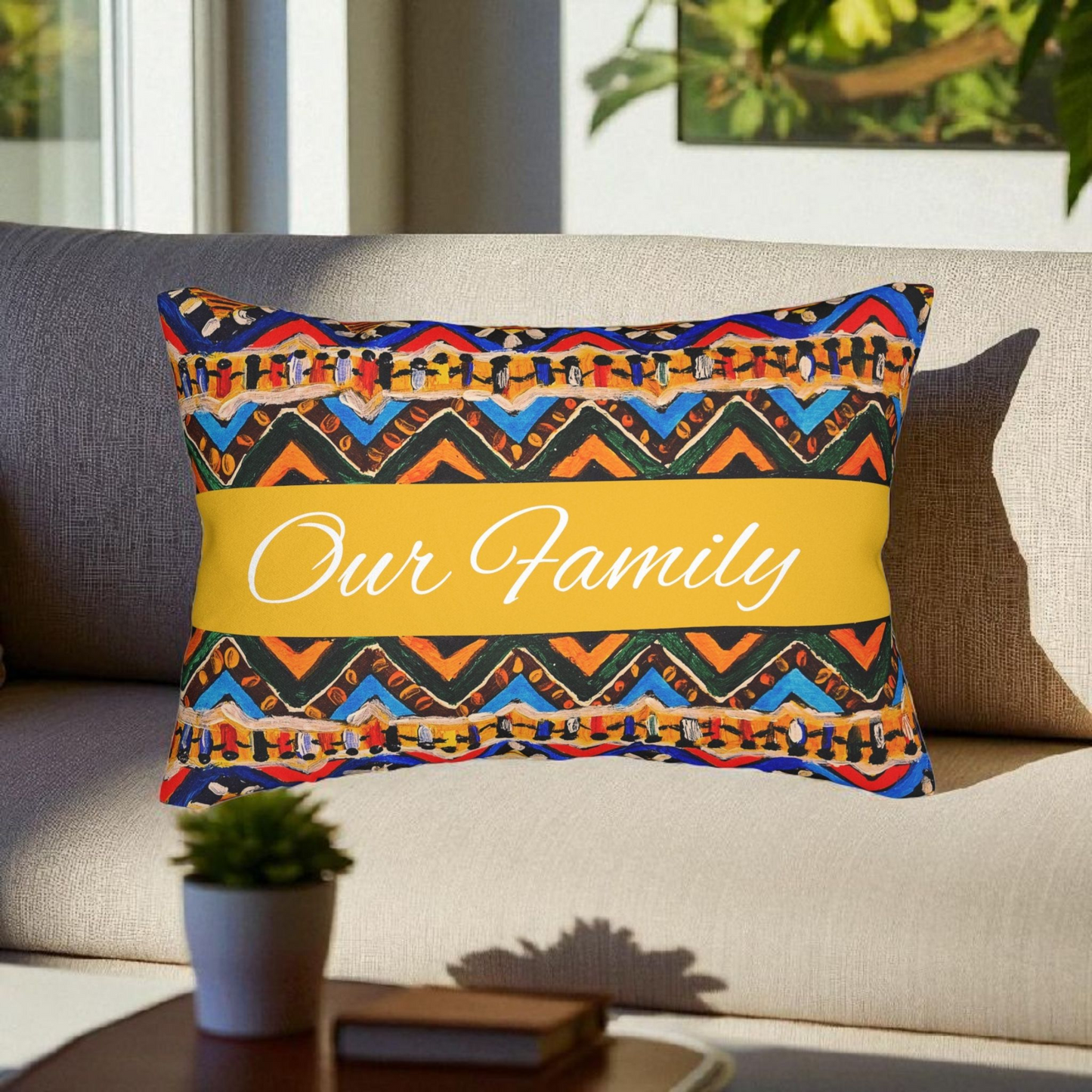 Ethnic Handmade Tribal Pattern Lumbar Pillow - Cozy and Decorative Sofa Accessory