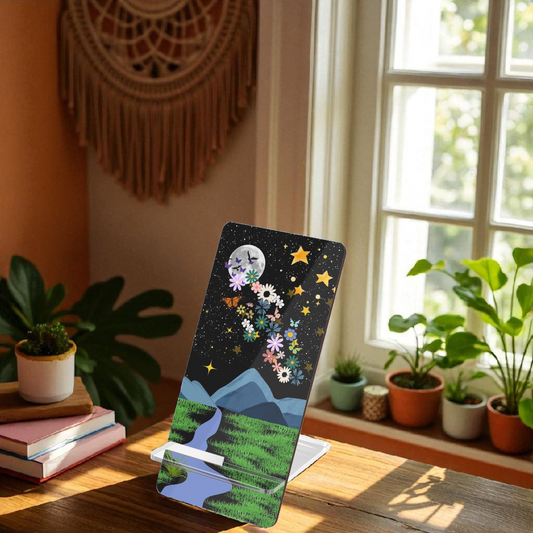 Floral Celestial Smartphone Stand - Aesthetic Mobile Display for Home or Office