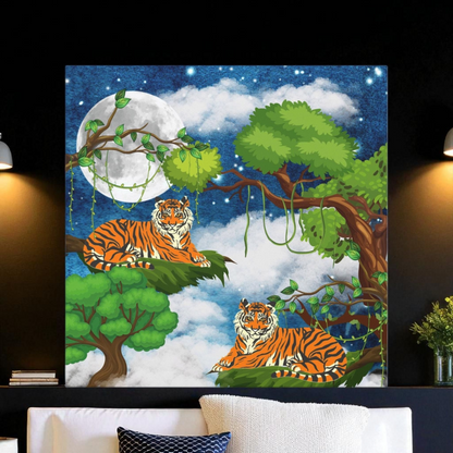 Wild Tiger Nature Wall Art Canvas, Safari Jungle Animal Home Decor Print