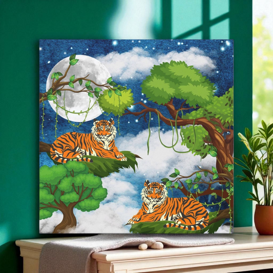 Wild Tiger Nature Wall Art Canvas, Safari Jungle Animal Home Decor Print