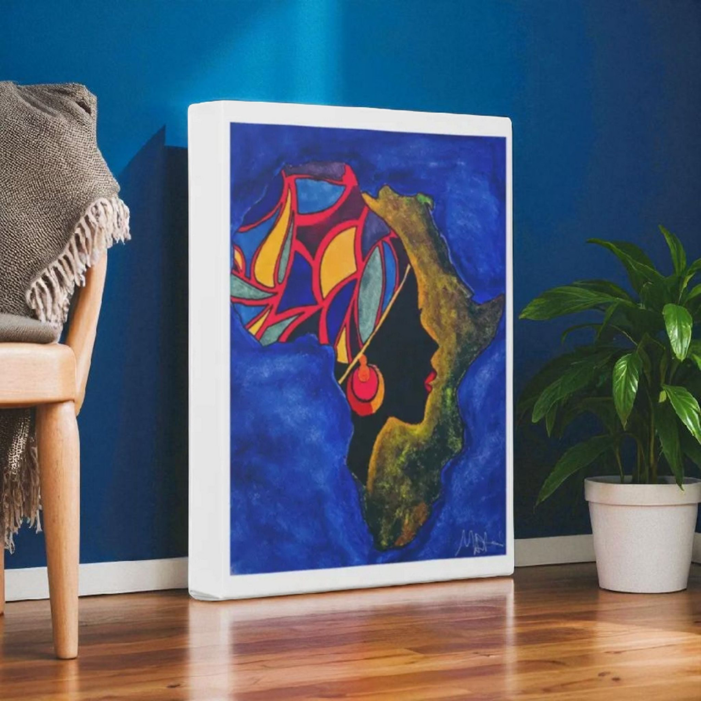 Ethnic Wall Art - Abstract Africa Map Painting on Canvas, Detailed Handcrafted Continent Illustration