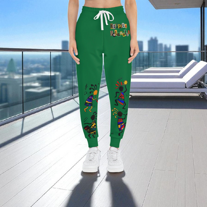 Afro Music Cartoon Art Unisex Athletic Joggers, Handcrafted Jogger Pants, Workout Sweatpants