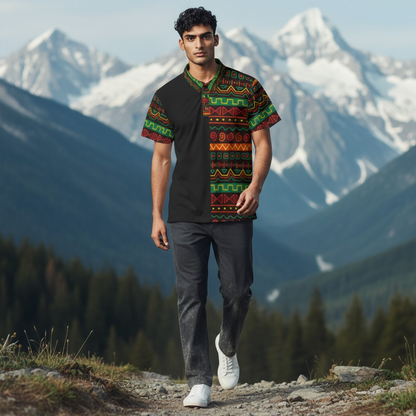 African Print Polo Shirt — Bold Kente-Inspired Pattern