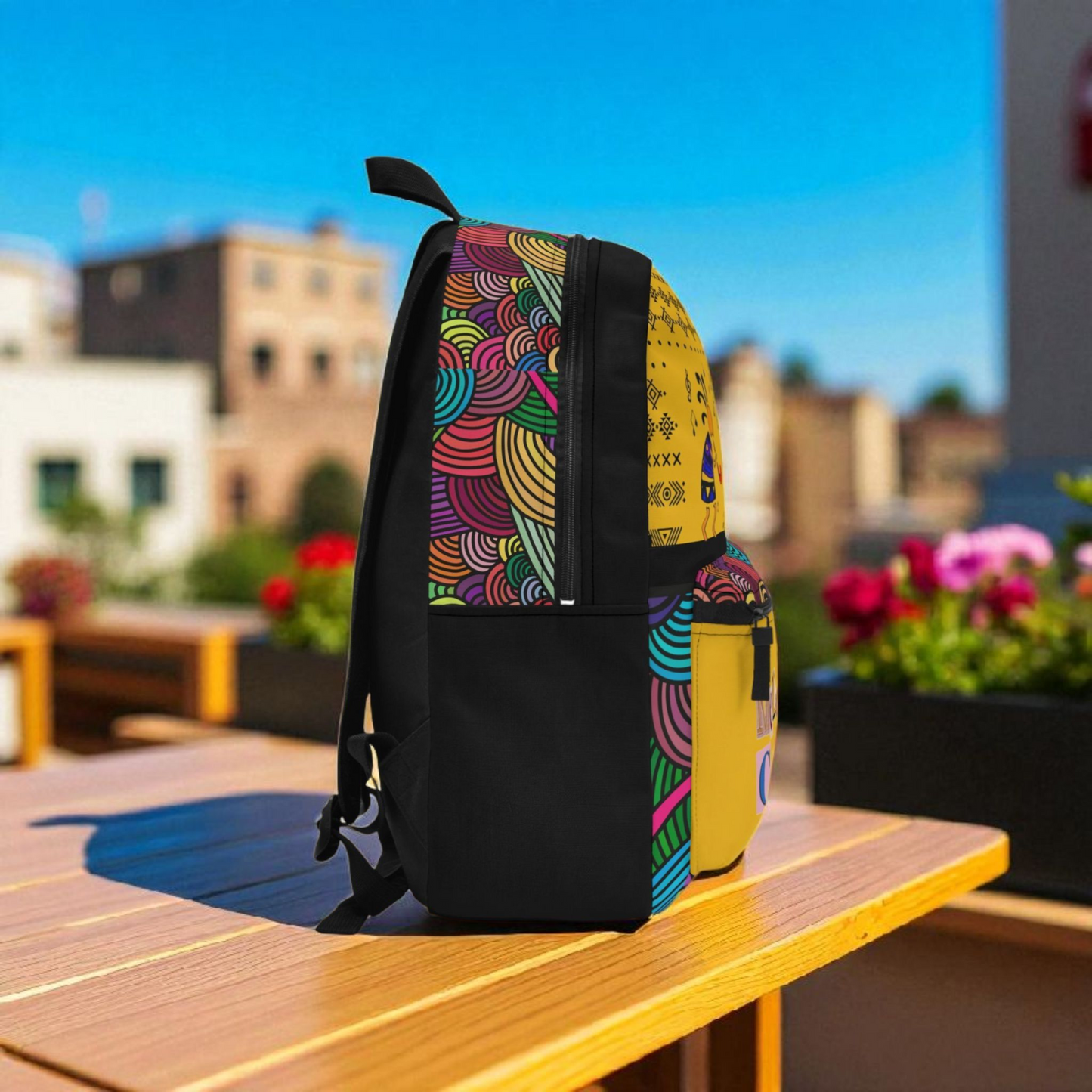 Colorful Tribal Dance Backpack, Ethnic Music Festival Bag, Boho Rucksack