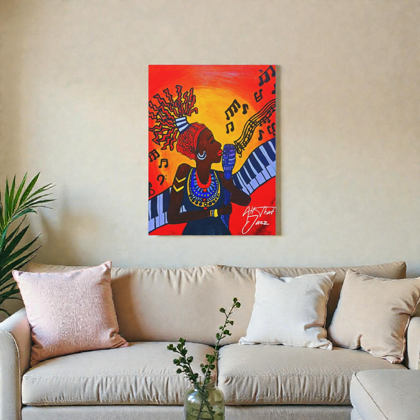 Canvas Art Print, Jazz Singer Music Decor, Jazz Piano Wall Art, Original Artwork