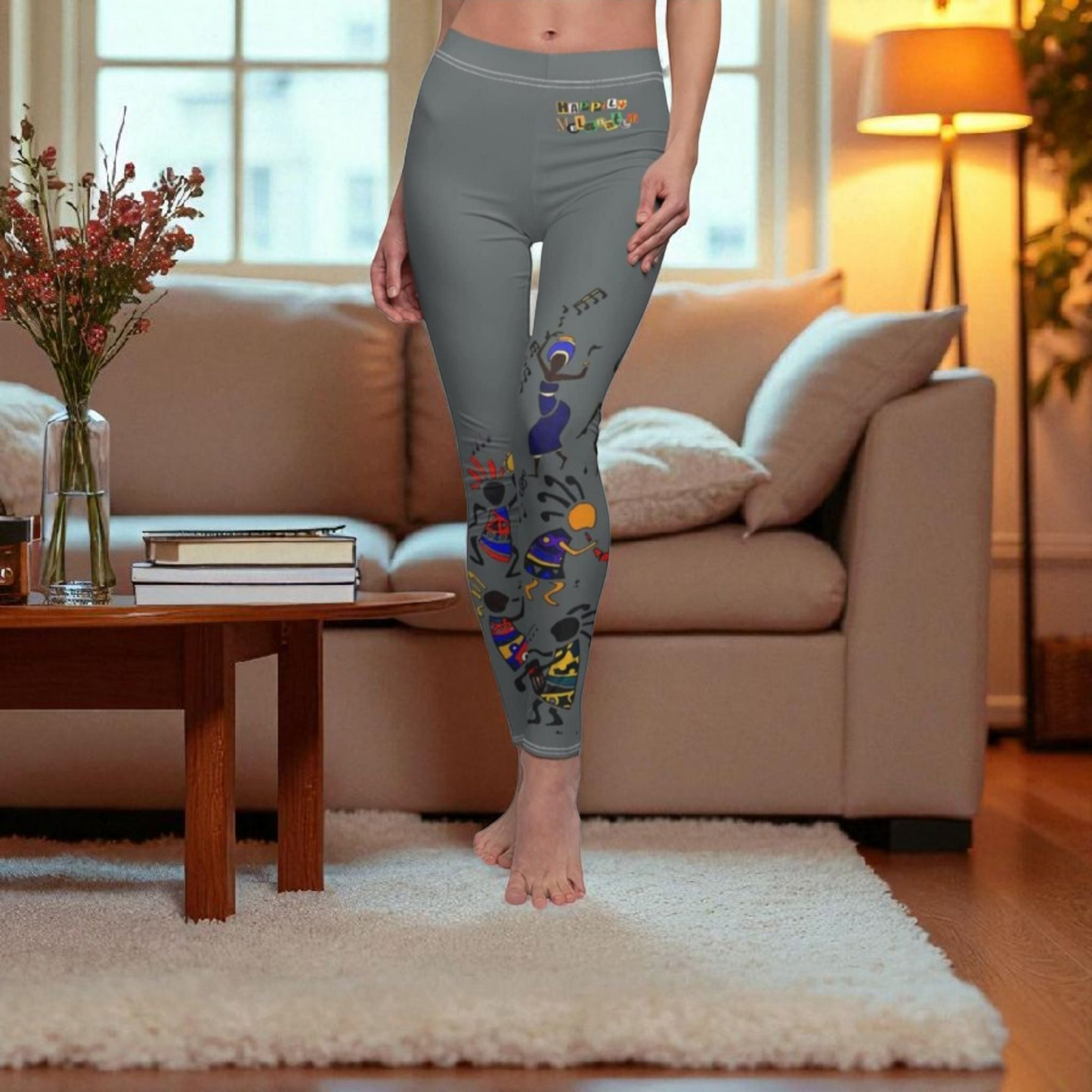 Afro Music Art Women's Leggings, Handcrafted African Print Pants