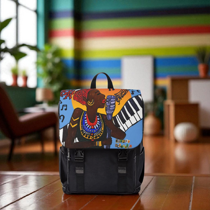 Afro Singer, Jazz Music-Inspired Unisex Shoulder Backpack - Stylish & Functional