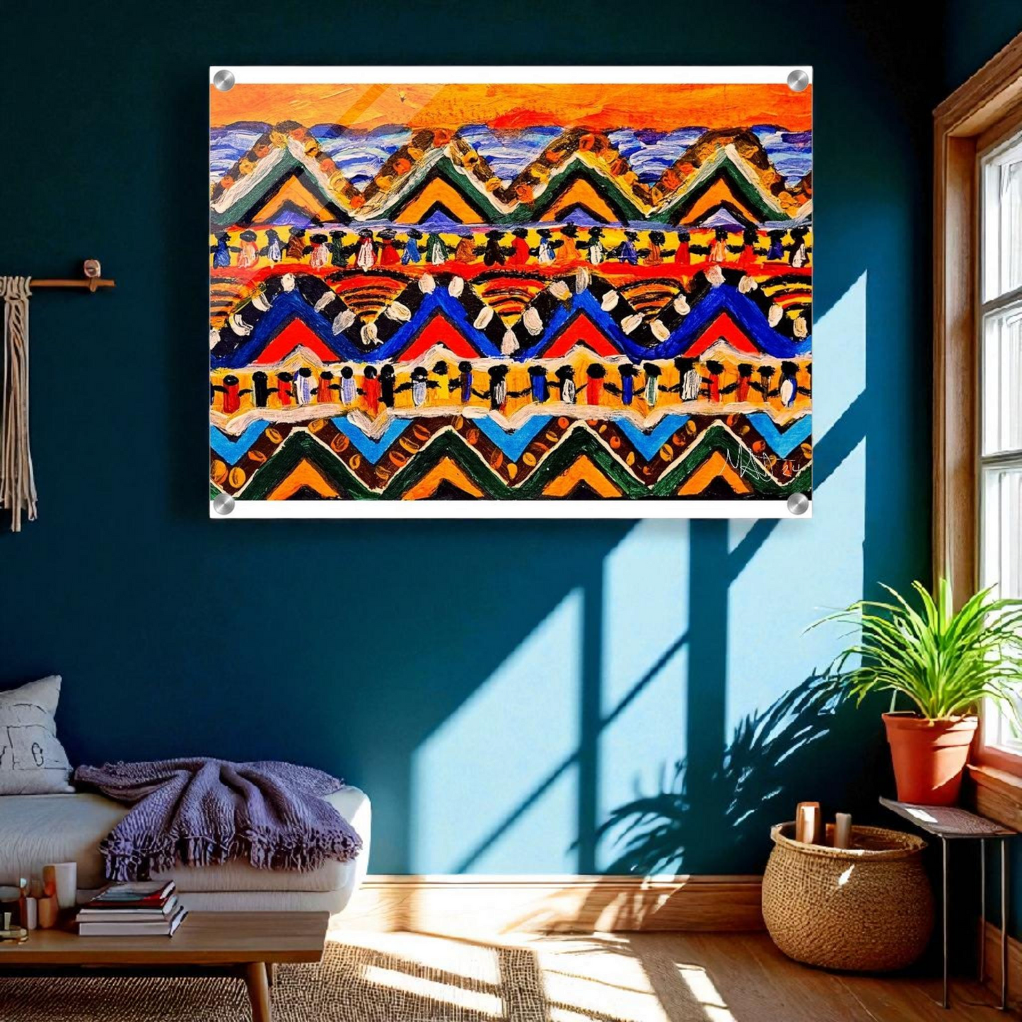 High-Quality Tribal Painting on Acrylic - Colorful, Impactful Art Print for Office & Living Space