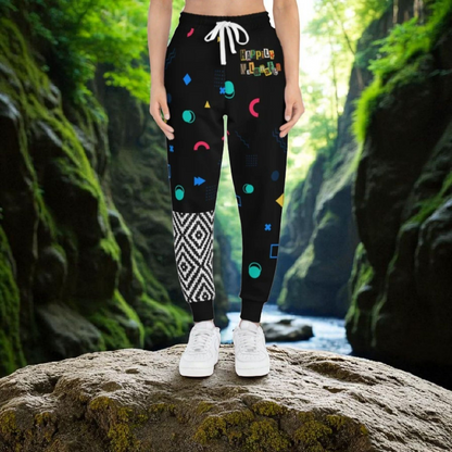Handcrafted Aztec Pattern Unisex Athletic Joggers, Comfy Aztec Workout Pants