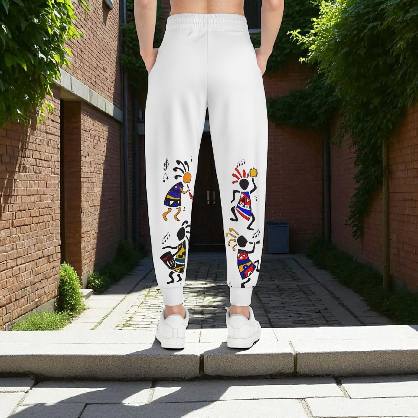 Handcrafted Afro Music Cartoon Art Athletic Joggers, Unisex Sweatpants