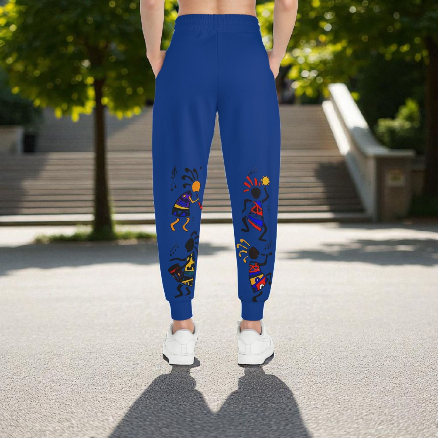 Handcrafted Afro Music Cartoon Art Athletic Joggers, Unisex Sweatpants