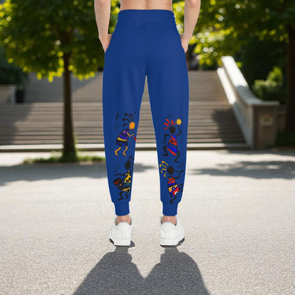Handcrafted Afro Music Cartoon Art Athletic Joggers, Unisex Sweatpants