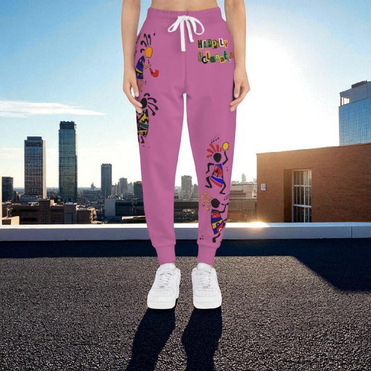 Afro Music Cartoon Art Unisex Athletic Joggers, Handcrafted Jogger Pants, Music Lover Gift