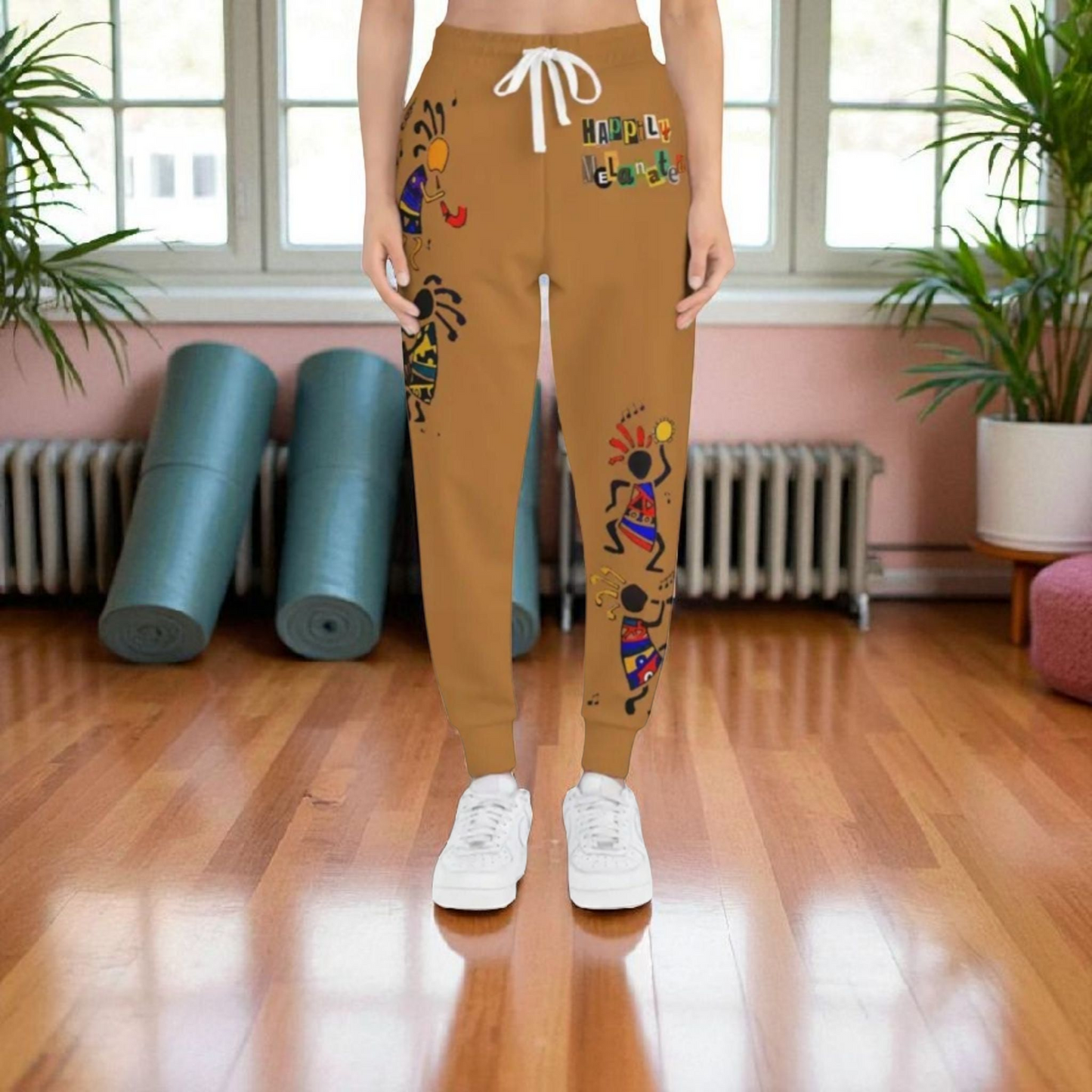 Afro Music Cartoon Art Unisex Athletic Joggers, Handcrafted Jogger Pants, Music Lover Gift