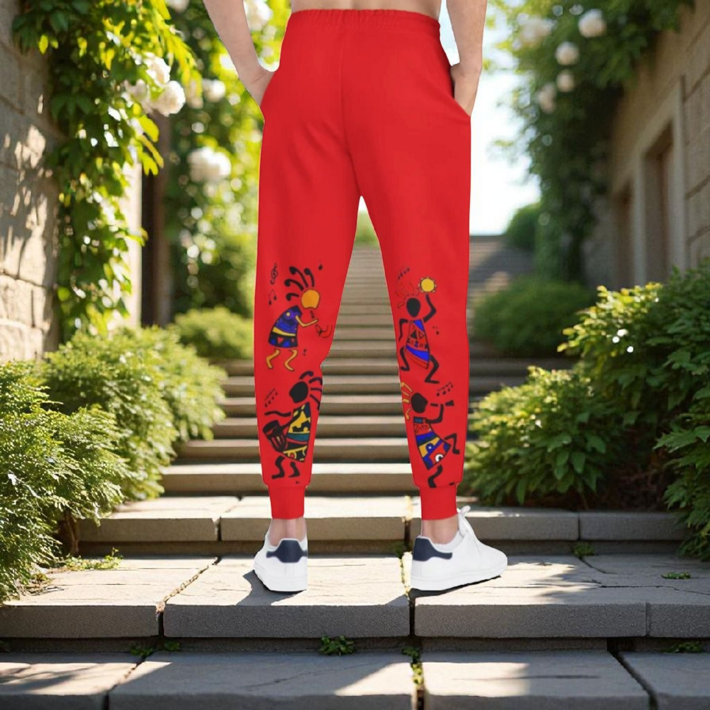 Afro Music Cartoon Art Unisex Athletic Joggers, Handcrafted Jogger Pants, Music Lover Gift