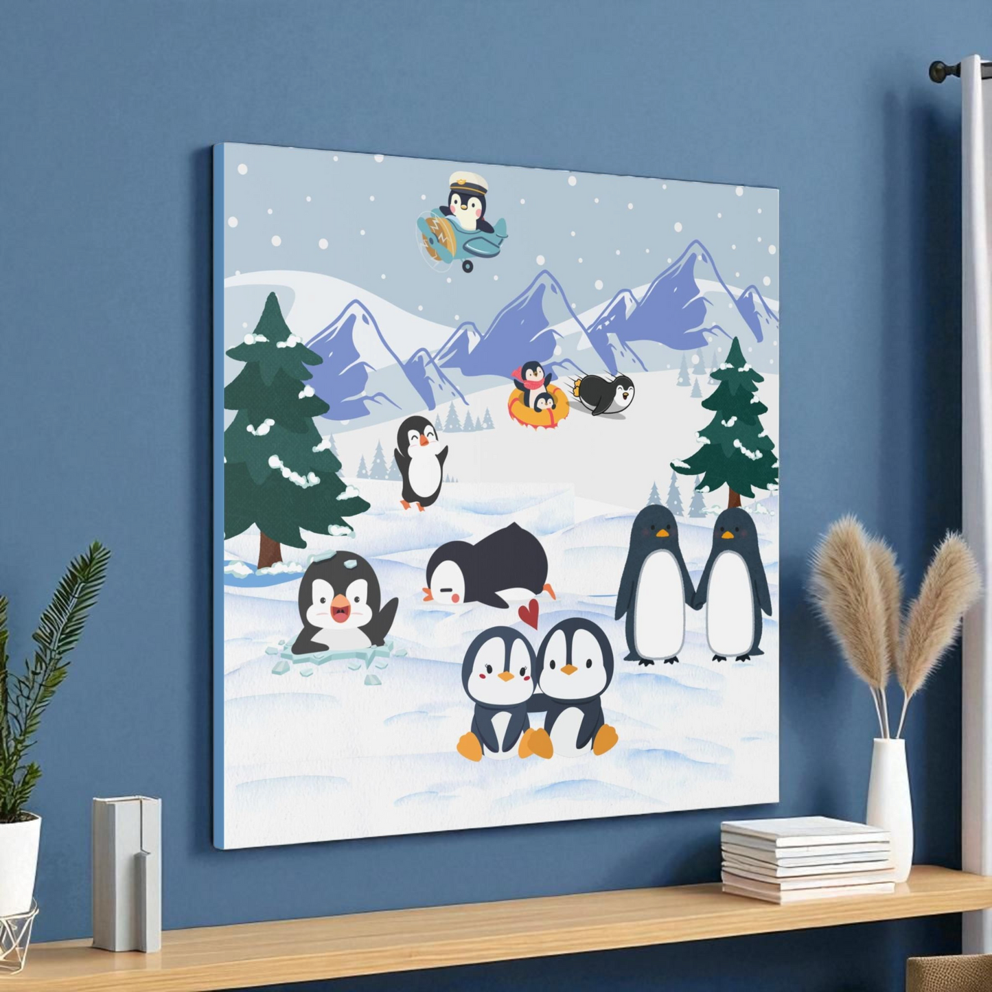 Penguin Canvas Wall Art, Arctic Animals Gallery Wraps, Penguins Art Print, Home Decor Gift