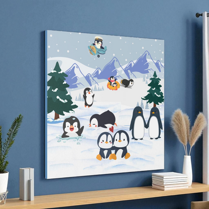 Penguin Canvas Wall Art, Arctic Animals Gallery Wraps, Penguins Art Print, Home Decor Gift