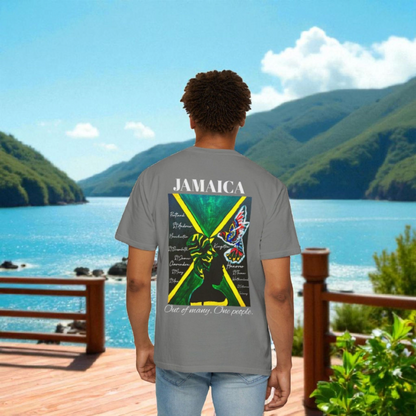 Handmade Unisex T-shirt with Original Jamaican Flag Design