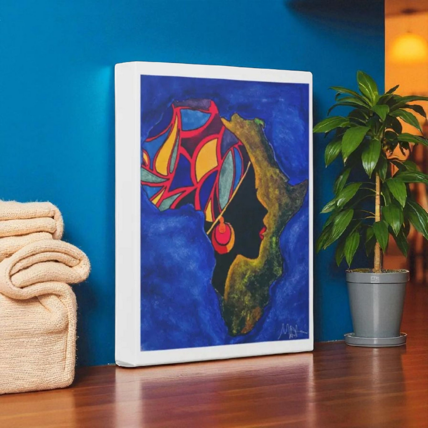 Ethnic Wall Art - Abstract Africa Map Painting on Canvas, Detailed Handcrafted Continent Illustration