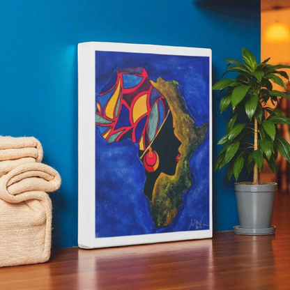 Ethnic Wall Art - Abstract Africa Map Painting on Canvas, Detailed Handcrafted Continent Illustration