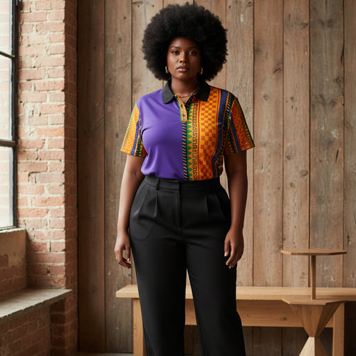 African Kente Stripe Polo Shirt — Vibrant Cultural Print Golf Polo Printify