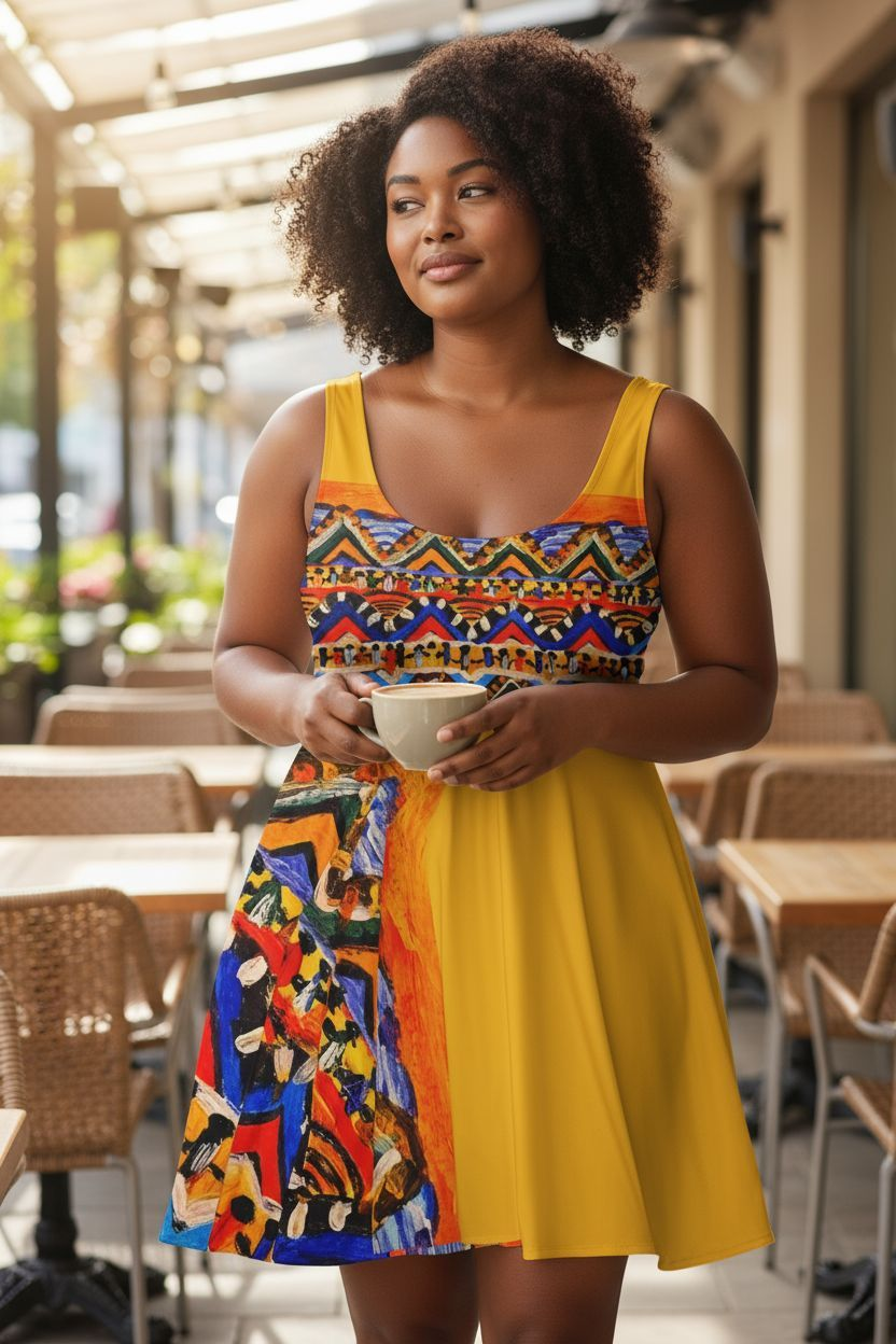 Handcrafted Tribal Textile Women's Skater Dress - Unique & Versatile Fashion for Everyday Wear Printify