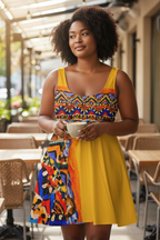 Handcrafted Tribal Textile Women's Skater Dress - Unique & Versatile Fashion for Everyday Wear Printify