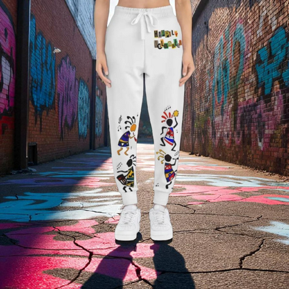 Handcrafted Afro Music Cartoon Art Athletic Joggers, Unisex Sweatpants