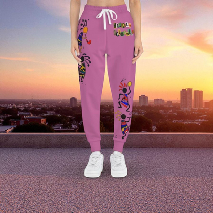 Afro Music Cartoon Art Unisex Athletic Joggers, Handcrafted Jogger Pants, Music Lover Gift