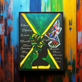 Hand-Painted Jamaican Flag Canvas Wrap - Original Vertical Frame for Living Room Art Printify