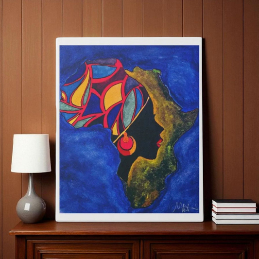 Ethnic Wall Art - Abstract Africa Map Painting on Canvas, Detailed Handcrafted Continent Illustration