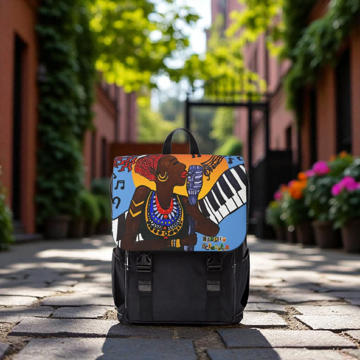 Afro Singer, Jazz Music-Inspired Unisex Shoulder Backpack - Stylish & Functional Printify