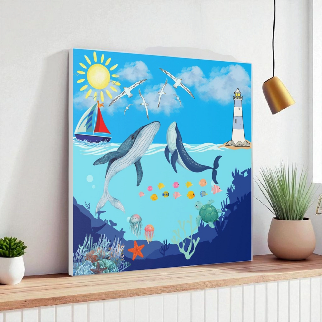 Whale Art Canvas, Ocean Life Wall Art, Nautical Home Decor, Coastal Canvas Print Printify