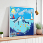 Whale Art Canvas, Ocean Life Wall Art, Nautical Home Decor, Coastal Canvas Print Printify