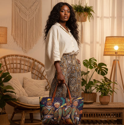 Afro-Futurism Themed Graphic Tote Bag | Diving Cloth