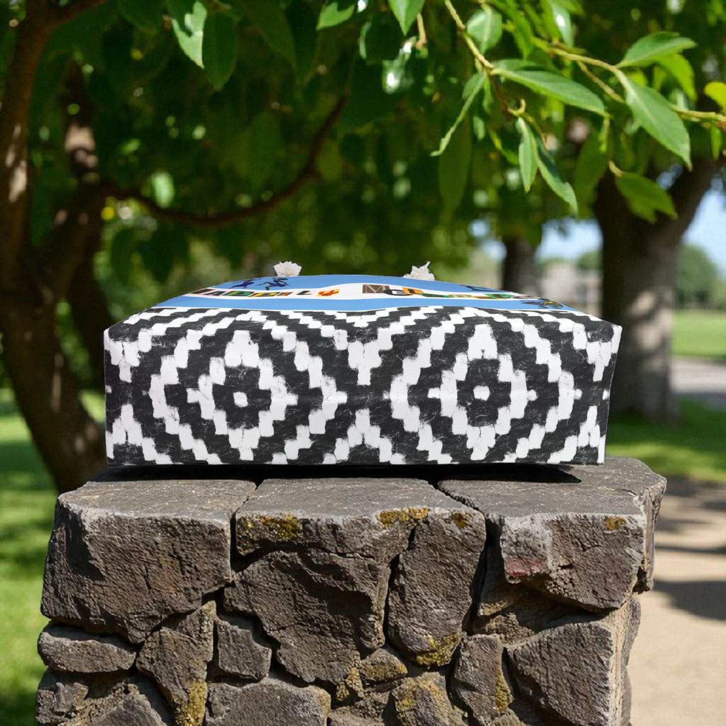 Handcrafted Ethnic Music Art Weekender Bag - Oversized, Durable Tote with Rope Handles