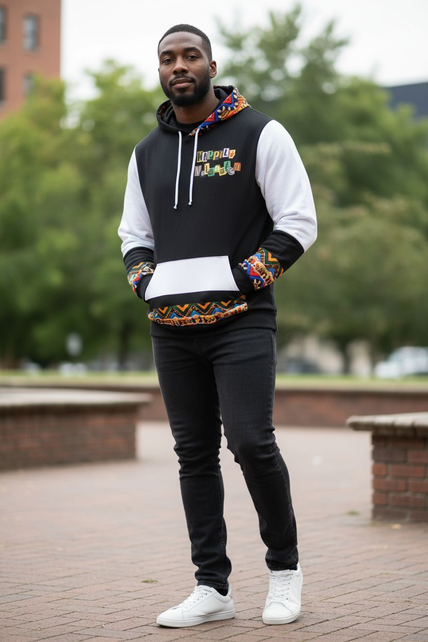 Handcrafted Ethnic Patterned Unisex Hoodie, Artisan Tribal Design