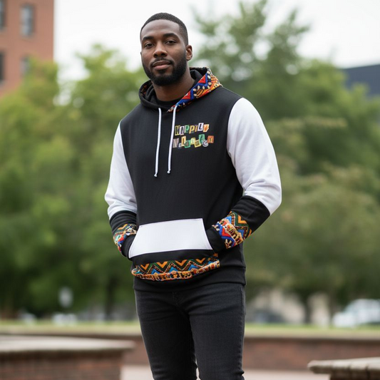 Handcrafted Ethnic Patterned Unisex Hoodie, Artisan Tribal Design